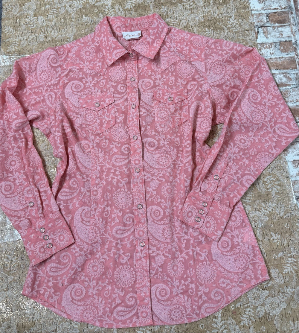 Ariat Floral Design Long Sleeve Blouse Shirt Floral Cowgirl Western Shimmer Med